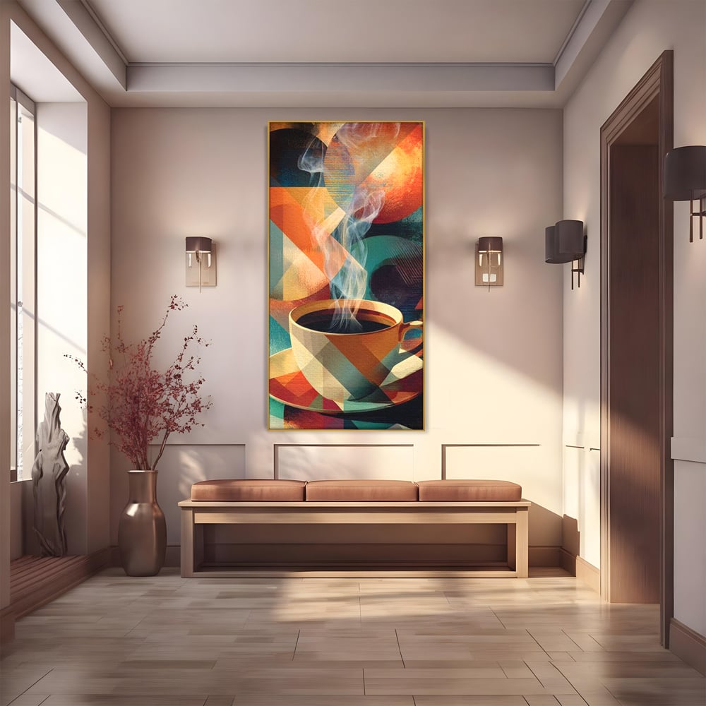 Tablou Canvas Premium, LuxCanva® N1173, Geometria Cafelei, Ceasca, Espresso, Design, Cercuri, Arta Abstracta, Cafenea, Pub, Bar, Lounge, Restaurant, Bucatarie