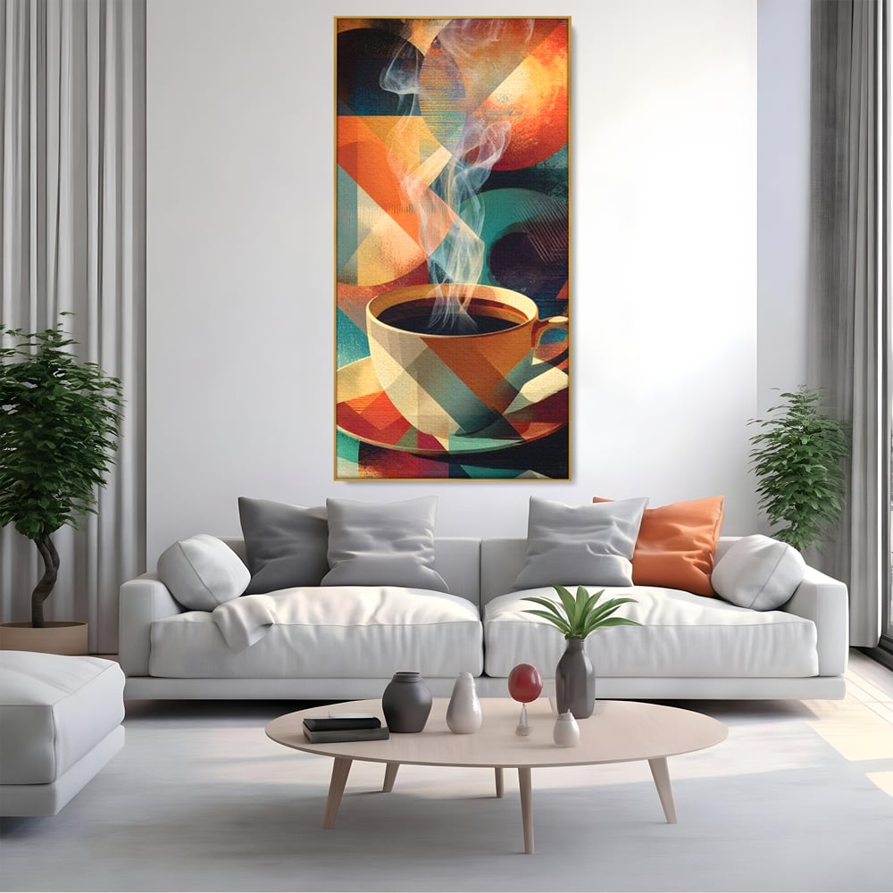 Tablou Canvas Premium, LuxCanva® N1173, Geometria Cafelei, Ceasca, Espresso, Design, Cercuri, Arta Abstracta, Cafenea, Pub, Bar, Lounge, Restaurant, Bucatarie