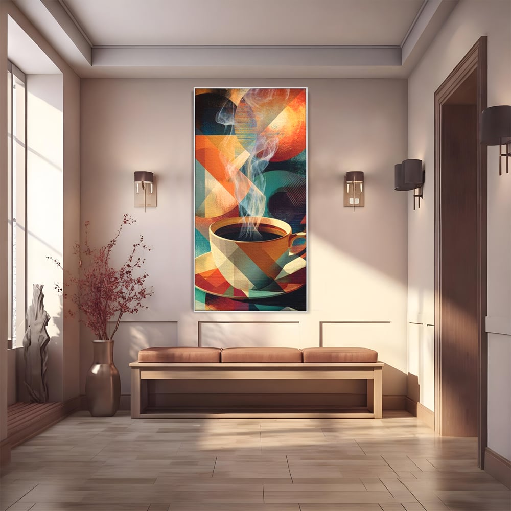 Tablou Canvas Premium, LuxCanva® N1173, Geometria Cafelei, Ceasca, Espresso, Design, Cercuri, Arta Abstracta, Cafenea, Pub, Bar, Lounge, Restaurant, Bucatarie
