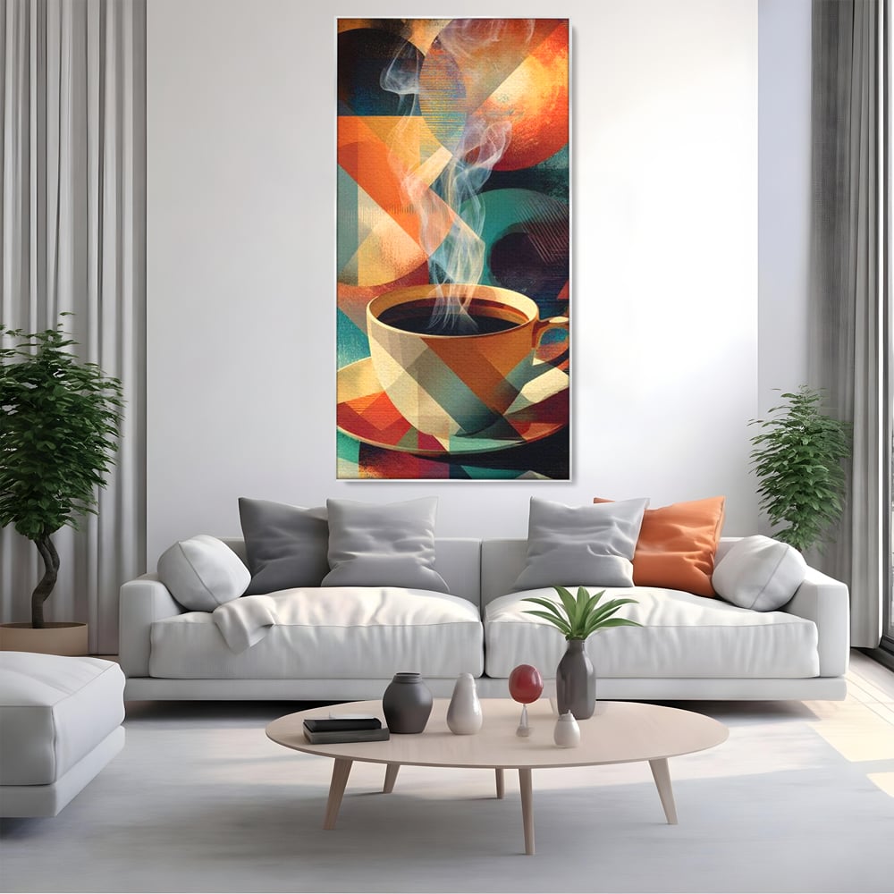 Tablou Canvas Premium, LuxCanva® N1173, Geometria Cafelei, Ceasca, Espresso, Design, Cercuri, Arta Abstracta, Cafenea, Pub, Bar, Lounge, Restaurant, Bucatarie