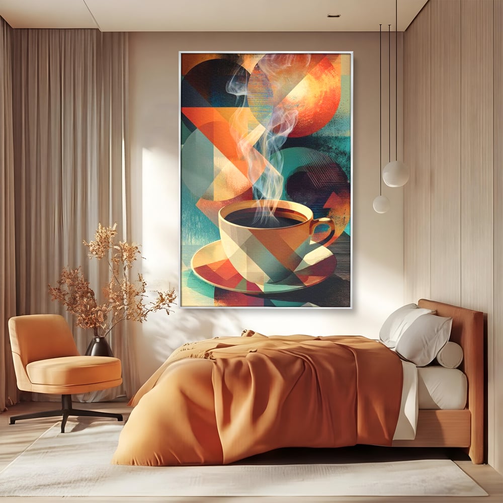 Tablou Canvas Premium, LuxCanva® N1173, Geometria Cafelei, Ceasca, Espresso, Design, Cercuri, Arta Abstracta, Cafenea, Pub, Bar, Lounge, Restaurant, Bucatarie