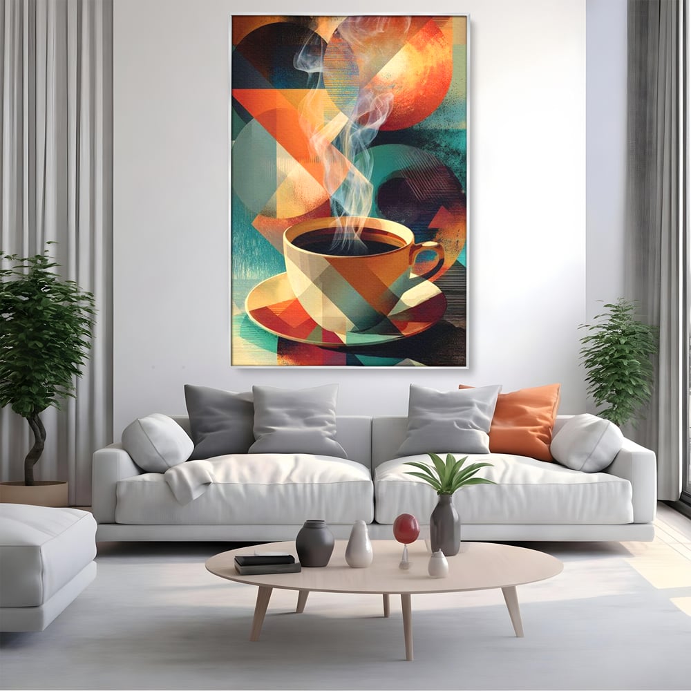 Tablou Canvas Premium, LuxCanva® N1173, Geometria Cafelei, Ceasca, Espresso, Design, Cercuri, Arta Abstracta, Cafenea, Pub, Bar, Lounge, Restaurant, Bucatarie