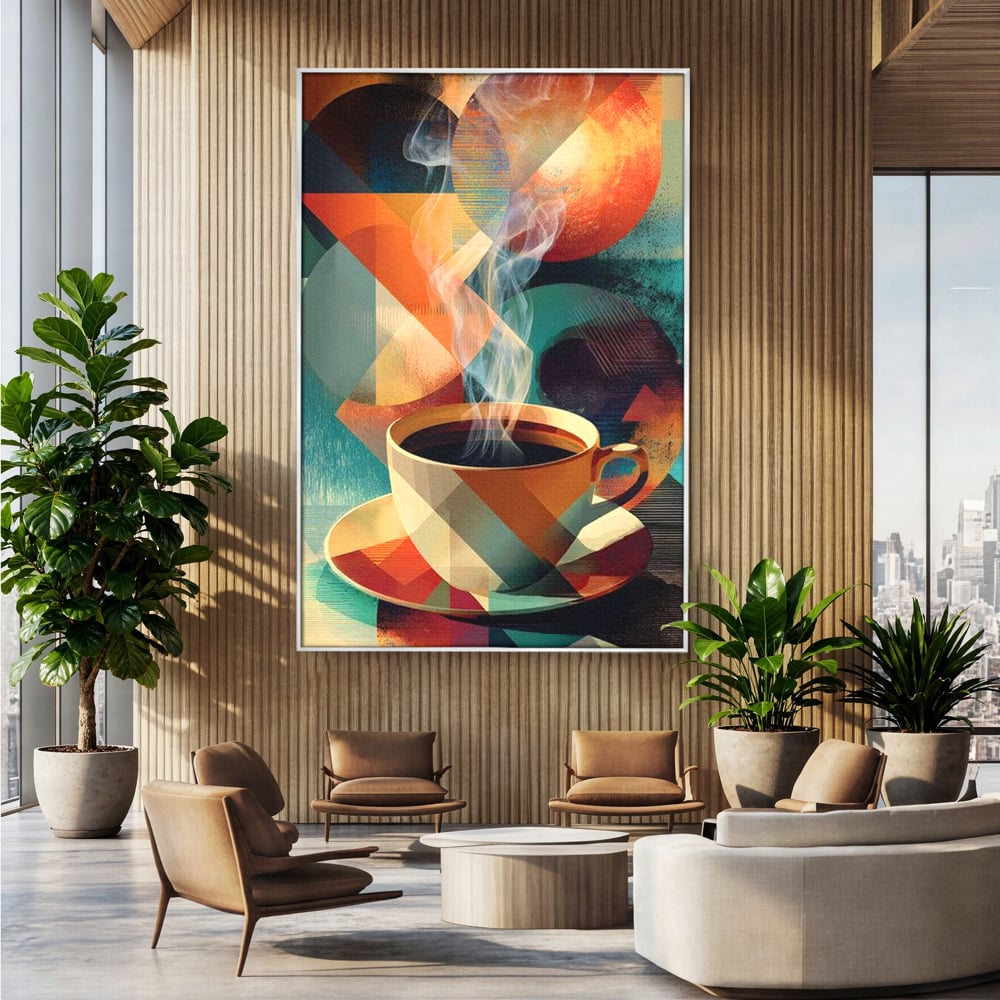 Tablou Canvas Premium, LuxCanva® N1173, Geometria Cafelei, Ceasca, Espresso, Design, Cercuri, Arta Abstracta, Cafenea, Pub, Bar, Lounge, Restaurant, Bucatarie