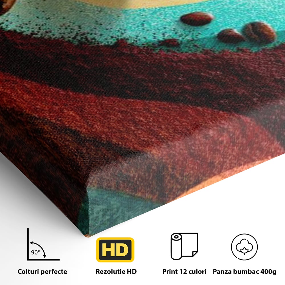 Tablou Canvas Premium, LuxCanva® N1174, Energie Naturala, Abstract, Boabe de Cafea, Aroma, Design, Urban, Cafenea, Pub, Bar, Lounge, Restaurant, Bucatarie