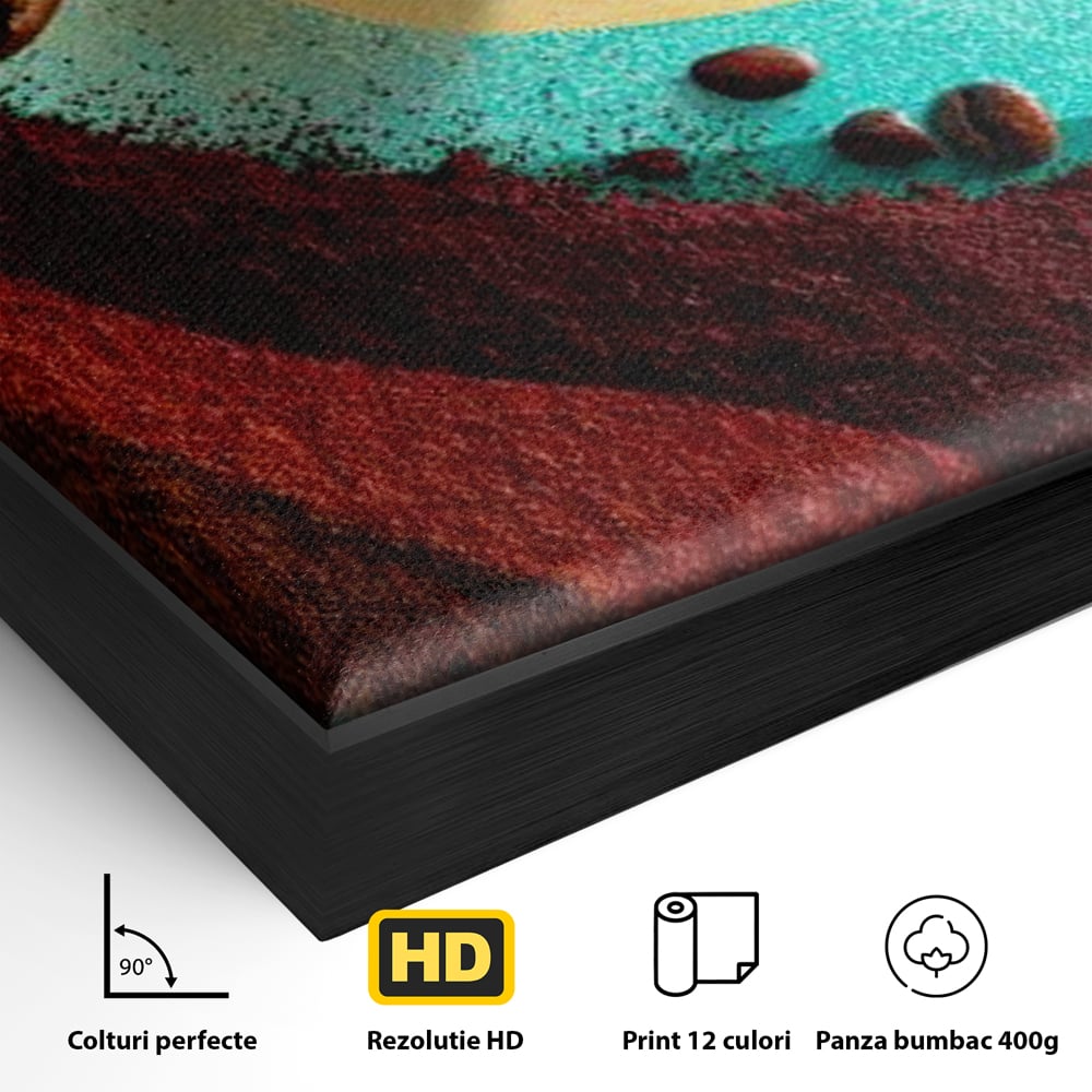 Tablou Canvas Premium, LuxCanva® N1174, Energie Naturala, Abstract, Boabe de Cafea, Aroma, Design, Urban, Cafenea, Pub, Bar, Lounge, Restaurant, Bucatarie