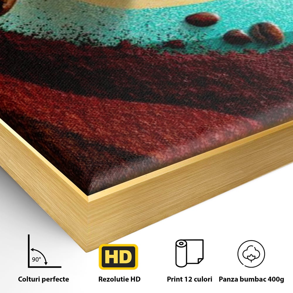 Tablou Canvas Premium, LuxCanva® N1174, Energie Naturala, Abstract, Boabe de Cafea, Aroma, Design, Urban, Cafenea, Pub, Bar, Lounge, Restaurant, Bucatarie