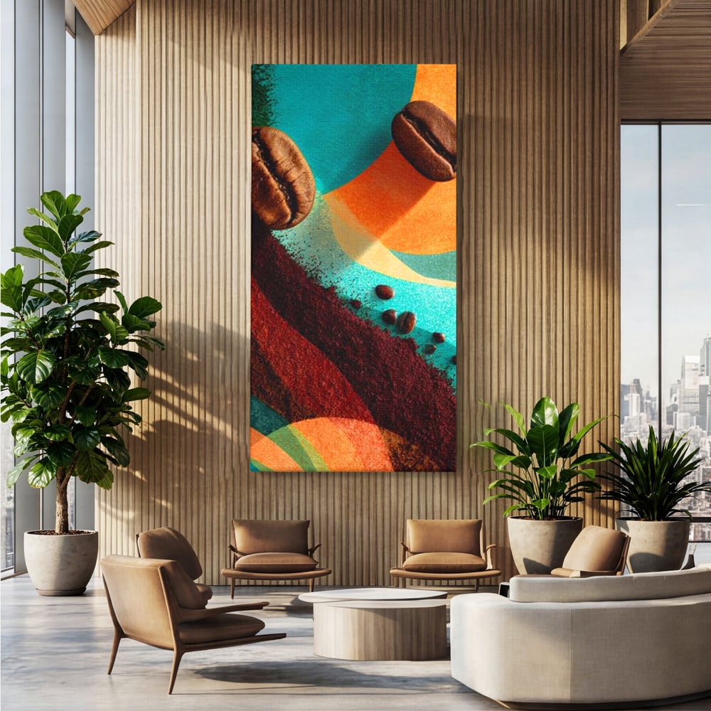 Tablou Canvas Premium, LuxCanva® N1174, Energie Naturala, Abstract, Boabe de Cafea, Aroma, Design, Urban, Cafenea, Pub, Bar, Lounge, Restaurant, Bucatarie