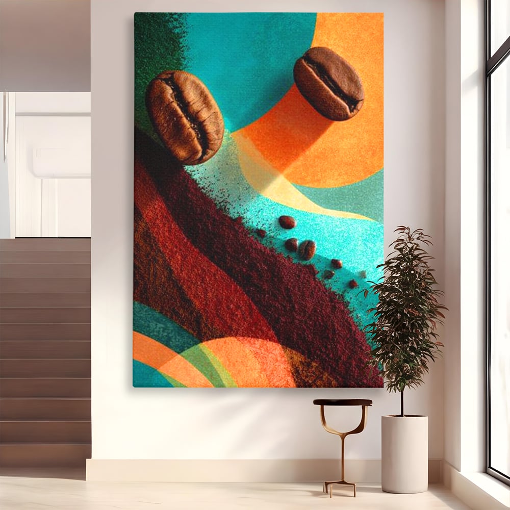 Tablou Canvas Premium, LuxCanva® N1174, Energie Naturala, Abstract, Boabe de Cafea, Aroma, Design, Urban, Cafenea, Pub, Bar, Lounge, Restaurant, Bucatarie