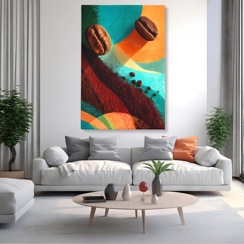 Tablou Canvas Premium, LuxCanva® N1174, Energie Naturala, Abstract, Boabe de Cafea, Aroma, Design, Urban, Cafenea, Pub, Bar, Lounge, Restaurant, Bucatarie
