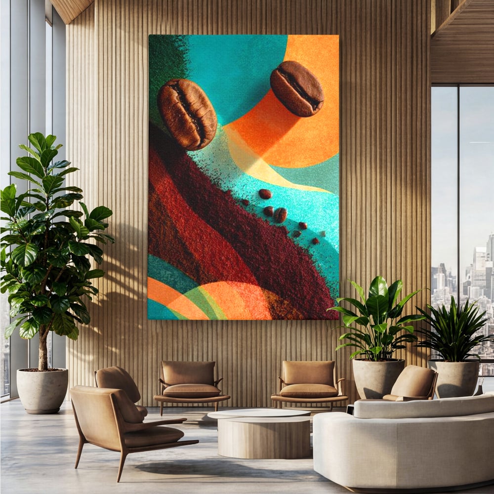 Tablou Canvas Premium, LuxCanva® N1174, Energie Naturala, Abstract, Boabe de Cafea, Aroma, Design, Urban, Cafenea, Pub, Bar, Lounge, Restaurant, Bucatarie