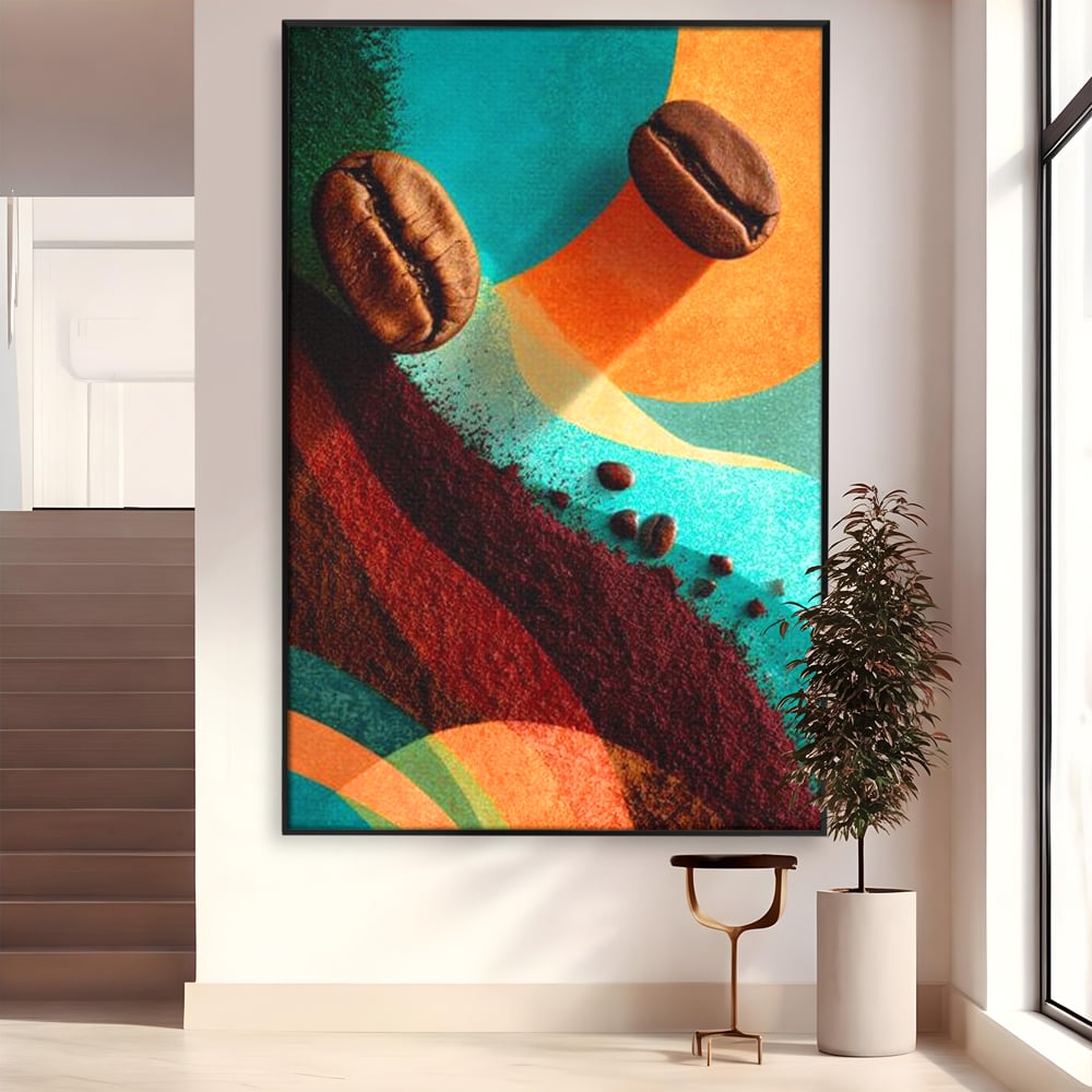 Tablou Canvas Premium, LuxCanva® N1174, Energie Naturala, Abstract, Boabe de Cafea, Aroma, Design, Urban, Cafenea, Pub, Bar, Lounge, Restaurant, Bucatarie
