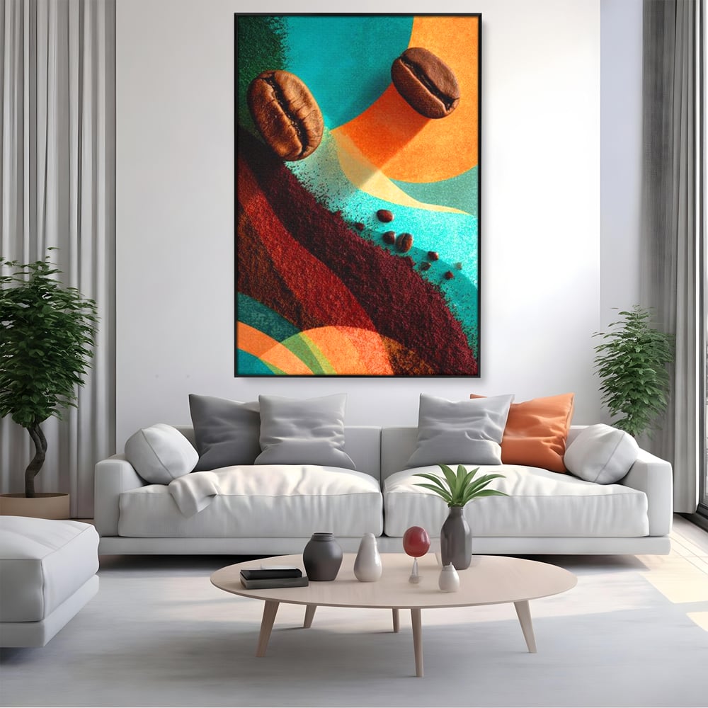 Tablou Canvas Premium, LuxCanva® N1174, Energie Naturala, Abstract, Boabe de Cafea, Aroma, Design, Urban, Cafenea, Pub, Bar, Lounge, Restaurant, Bucatarie