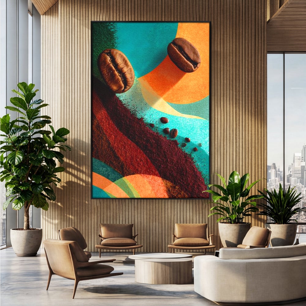 Tablou Canvas Premium, LuxCanva® N1174, Energie Naturala, Abstract, Boabe de Cafea, Aroma, Design, Urban, Cafenea, Pub, Bar, Lounge, Restaurant, Bucatarie