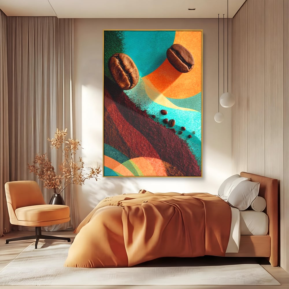 Tablou Canvas Premium, LuxCanva® N1174, Energie Naturala, Abstract, Boabe de Cafea, Aroma, Design, Urban, Cafenea, Pub, Bar, Lounge, Restaurant, Bucatarie