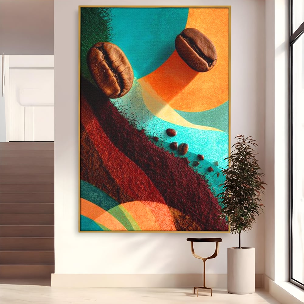 Tablou Canvas Premium, LuxCanva® N1174, Energie Naturala, Abstract, Boabe de Cafea, Aroma, Design, Urban, Cafenea, Pub, Bar, Lounge, Restaurant, Bucatarie