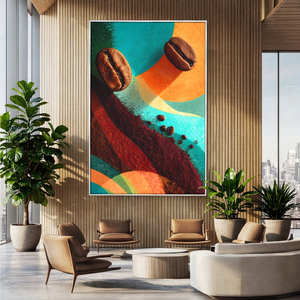 Tablou Canvas Premium, LuxCanva® N1174, Energie Naturala, Abstract, Boabe de Cafea, Aroma, Design, Urban, Cafenea, Pub, Bar, Lounge, Restaurant, Bucatarie