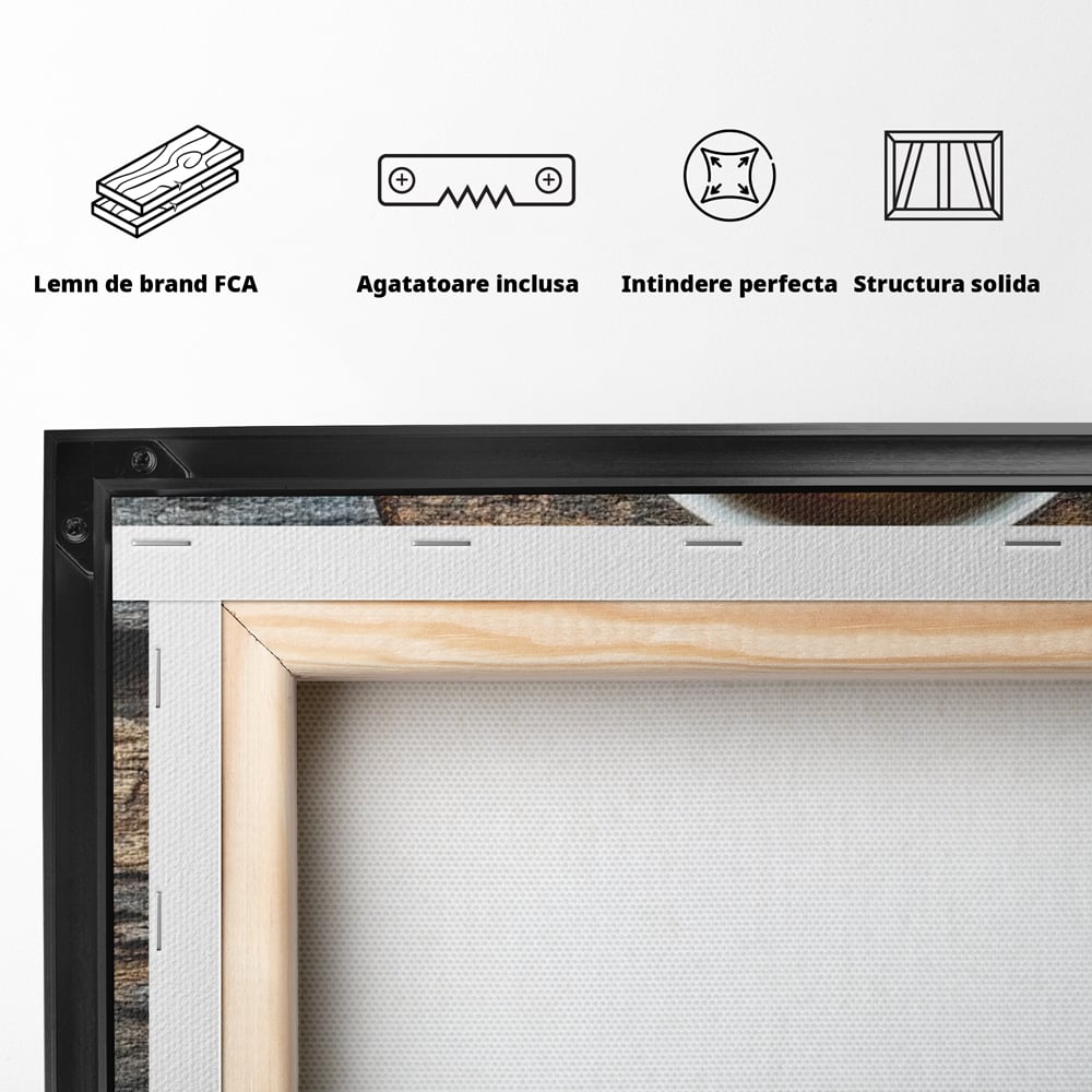 Leinwand Premium Leinwandbilder, LuxCanva® N1176, Magie des Morgens, Espresso, Kaffeebohnen, Tasse, Rustikal, Holz, Café, Kneipe, Pub, Bar, Lounge, Restaurant, Küche