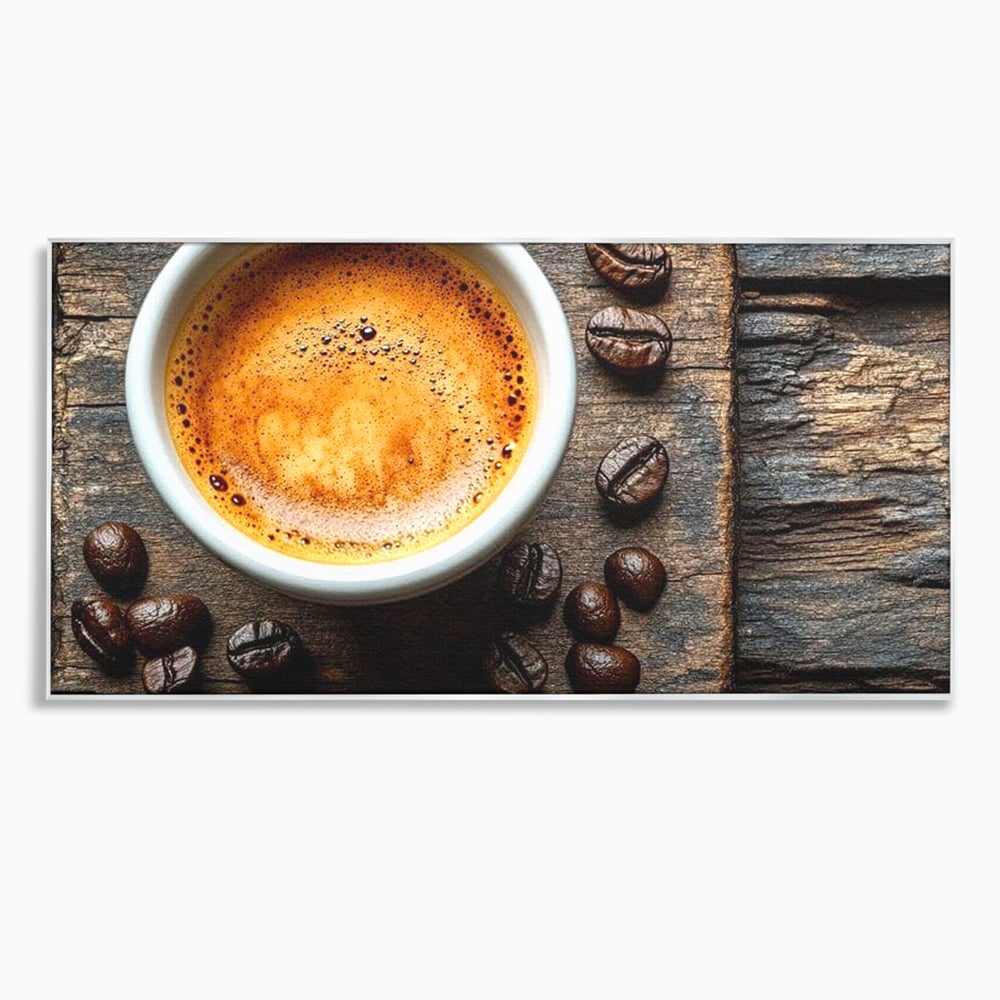 Leinwand Premium Leinwandbilder, LuxCanva® N1176, Magie des Morgens, Espresso, Kaffeebohnen, Tasse, Rustikal, Holz, Café, Kneipe, Pub, Bar, Lounge, Restaurant, Küche