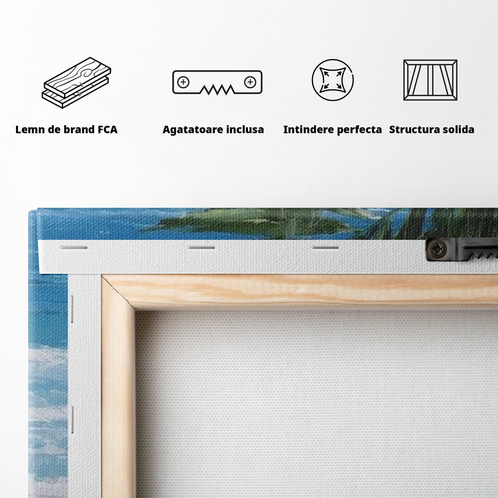 Tablou Canvas Premium, LuxCanva® N1177, Ritual la Tarm, Vacanta, Cozy, Relaxare, Cafea, Exotic, Scoici, Plaja, Cafenea, Pub, Bar, Lounge, Restaurant, Bucatarie