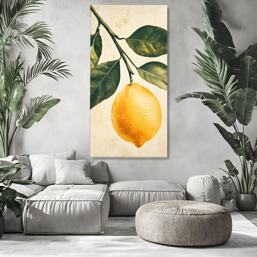 Tablou Canvas Premium, LuxCanva® N1178, Lemon Art, Lamaie, Frunze, Fructe, Fresh, Prospetime, Natural, Pub, Bar, Lounge, Restaurant, Bucatarie