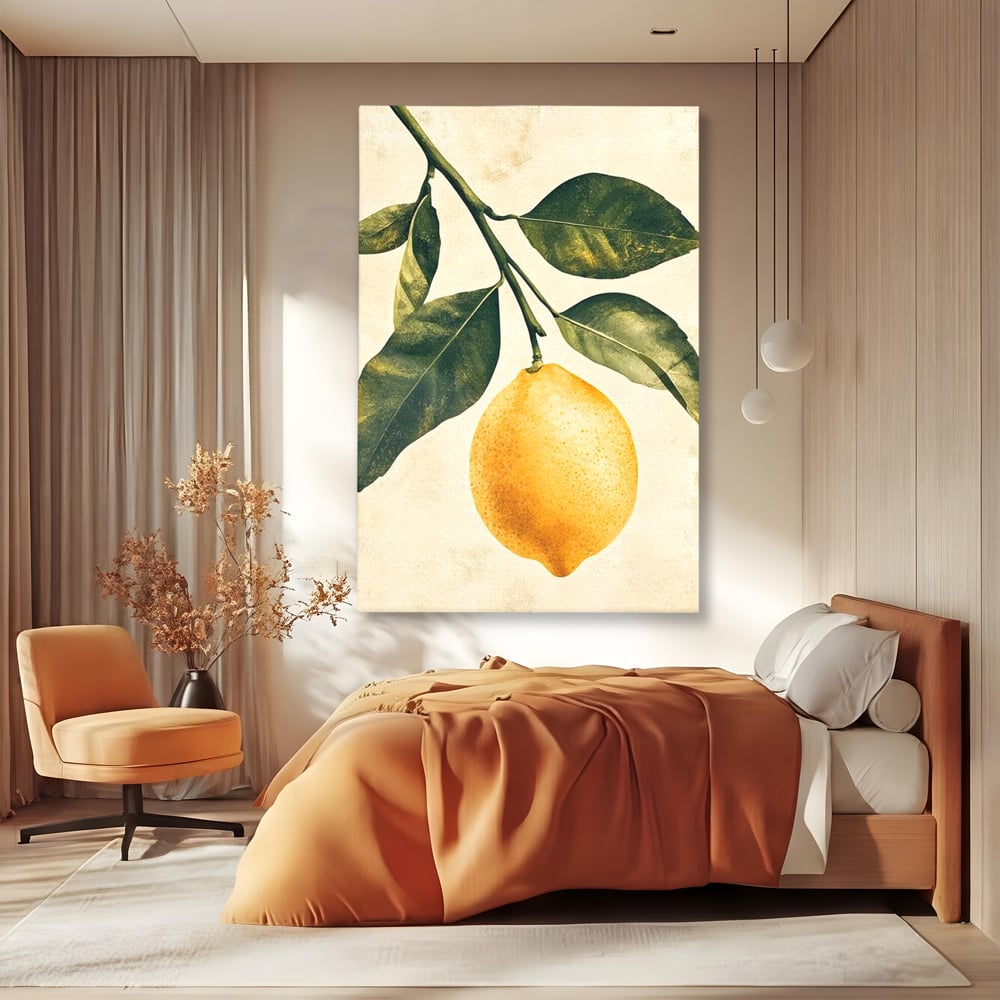 Tablou Canvas Premium, LuxCanva® N1178, Lemon Art, Lamaie, Frunze, Fructe, Fresh, Prospetime, Natural, Pub, Bar, Lounge, Restaurant, Bucatarie