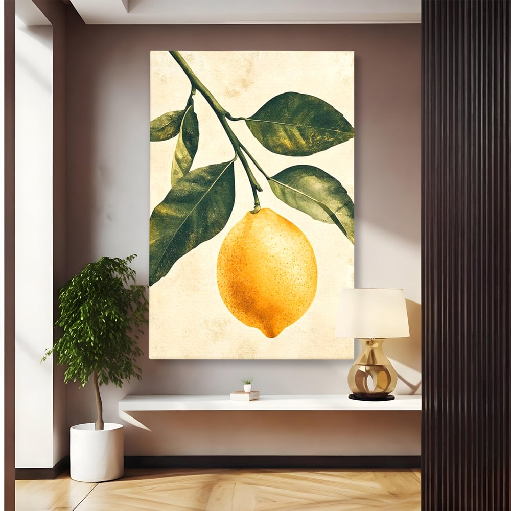 Tablou Canvas Premium, LuxCanva® N1178, Lemon Art, Lamaie, Frunze, Fructe, Fresh, Prospetime, Natural, Pub, Bar, Lounge, Restaurant, Bucatarie