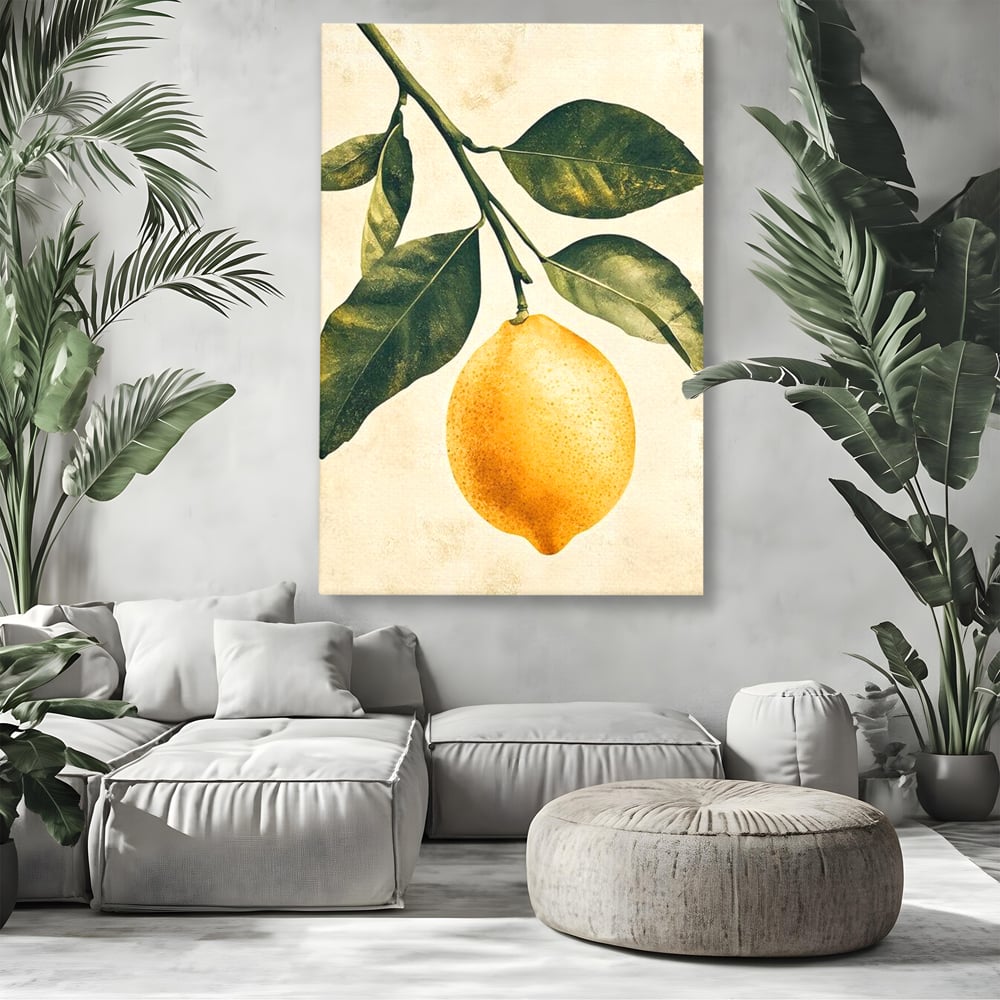 Tablou Canvas Premium, LuxCanva® N1178, Lemon Art, Lamaie, Frunze, Fructe, Fresh, Prospetime, Natural, Pub, Bar, Lounge, Restaurant, Bucatarie