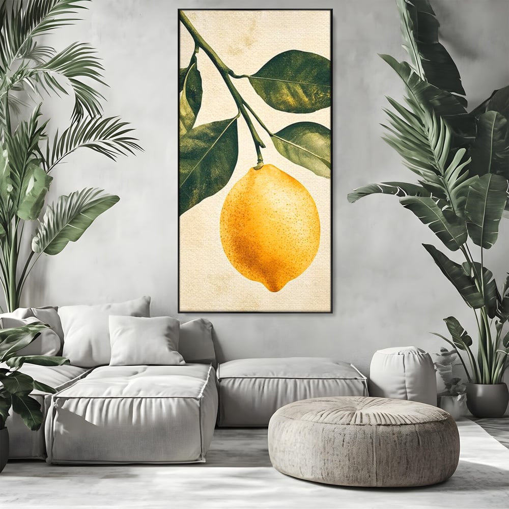 Tablou Canvas Premium, LuxCanva® N1178, Lemon Art, Lamaie, Frunze, Fructe, Fresh, Prospetime, Natural, Pub, Bar, Lounge, Restaurant, Bucatarie