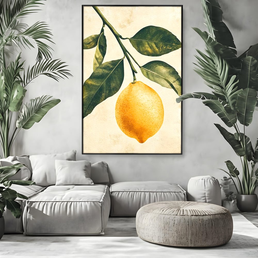 Tablou Canvas Premium, LuxCanva® N1178, Lemon Art, Lamaie, Frunze, Fructe, Fresh, Prospetime, Natural, Pub, Bar, Lounge, Restaurant, Bucatarie