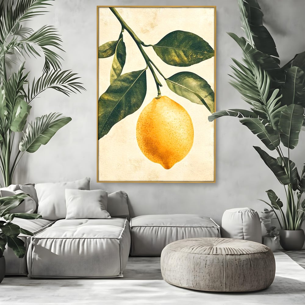 Tablou Canvas Premium, LuxCanva® N1178, Lemon Art, Lamaie, Frunze, Fructe, Fresh, Prospetime, Natural, Pub, Bar, Lounge, Restaurant, Bucatarie