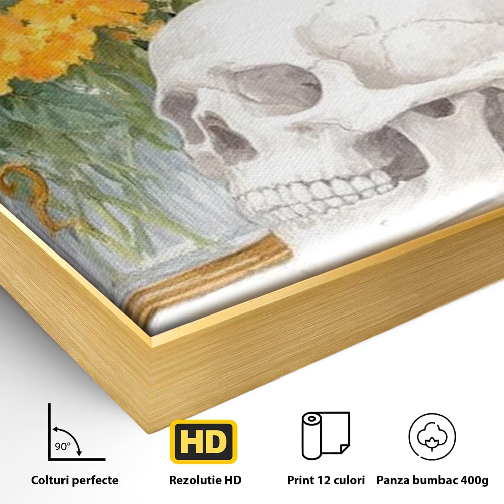 Tablou Canvas Premium, LuxCanva® N1181, Vrajitoarele Noptii, Pisici, Animale, Craniu, Dovleac, Halloween, Flori, Buchet, Noapte, Pub, Bar, Lounge, Restaurant, Bucatarie