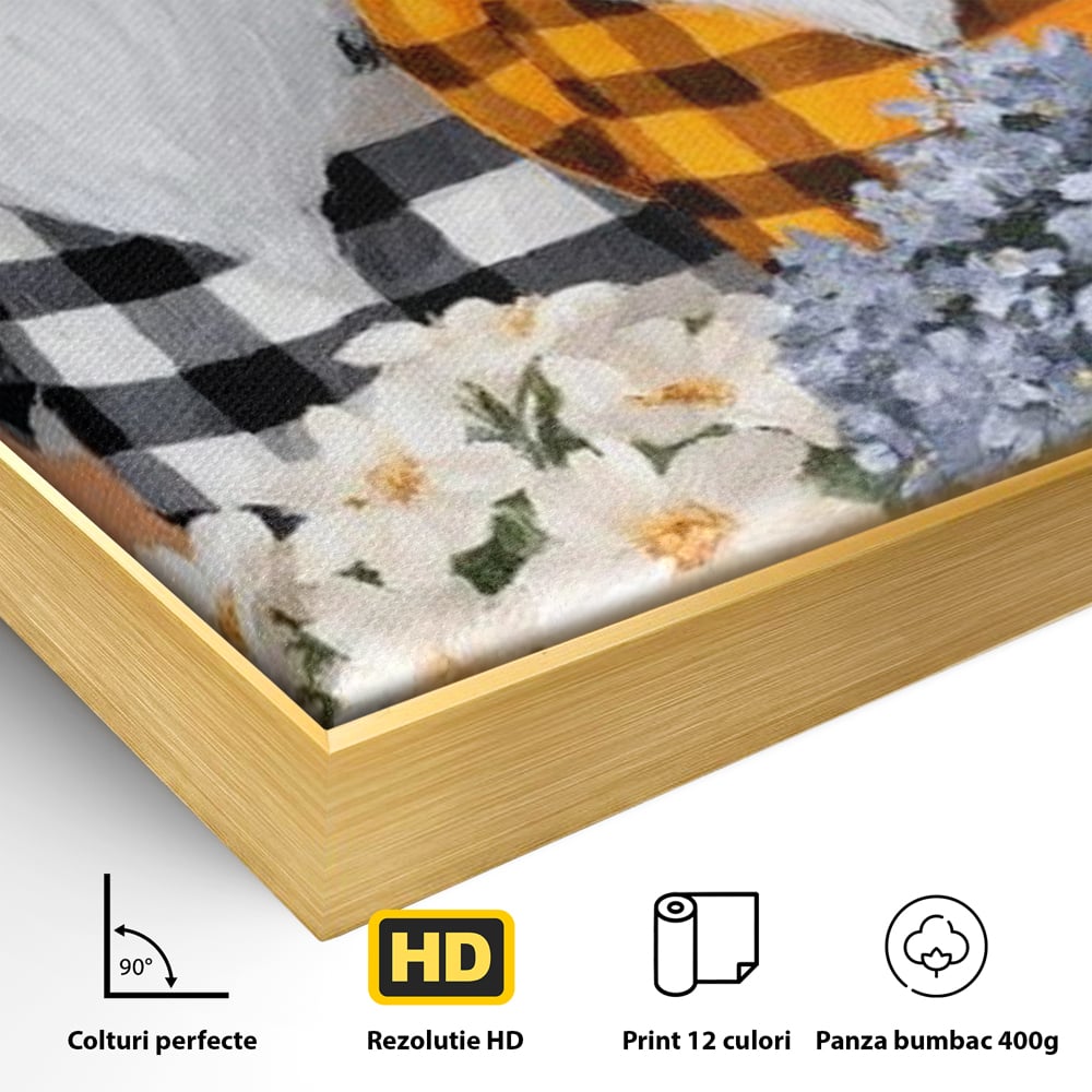 Tablou Canvas Premium, LuxCanva® N1182, Micii Gardieni ai Toamnei, Dovleac, Gnomi, Halloween, Pitici, Recolta, Sarbatoare, Sezon, Pub, Bar, Lounge, Restaurant, Bucatarie