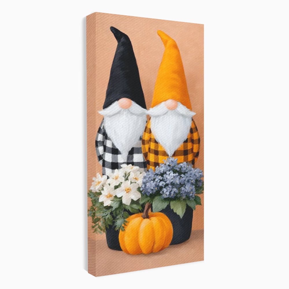 Tablou Canvas Premium, LuxCanva® N1182, Micii Gardieni ai Toamnei, Dovleac, Gnomi, Halloween, Pitici, Recolta, Sarbatoare, Sezon, Pub, Bar, Lounge, Restaurant, Bucatarie
