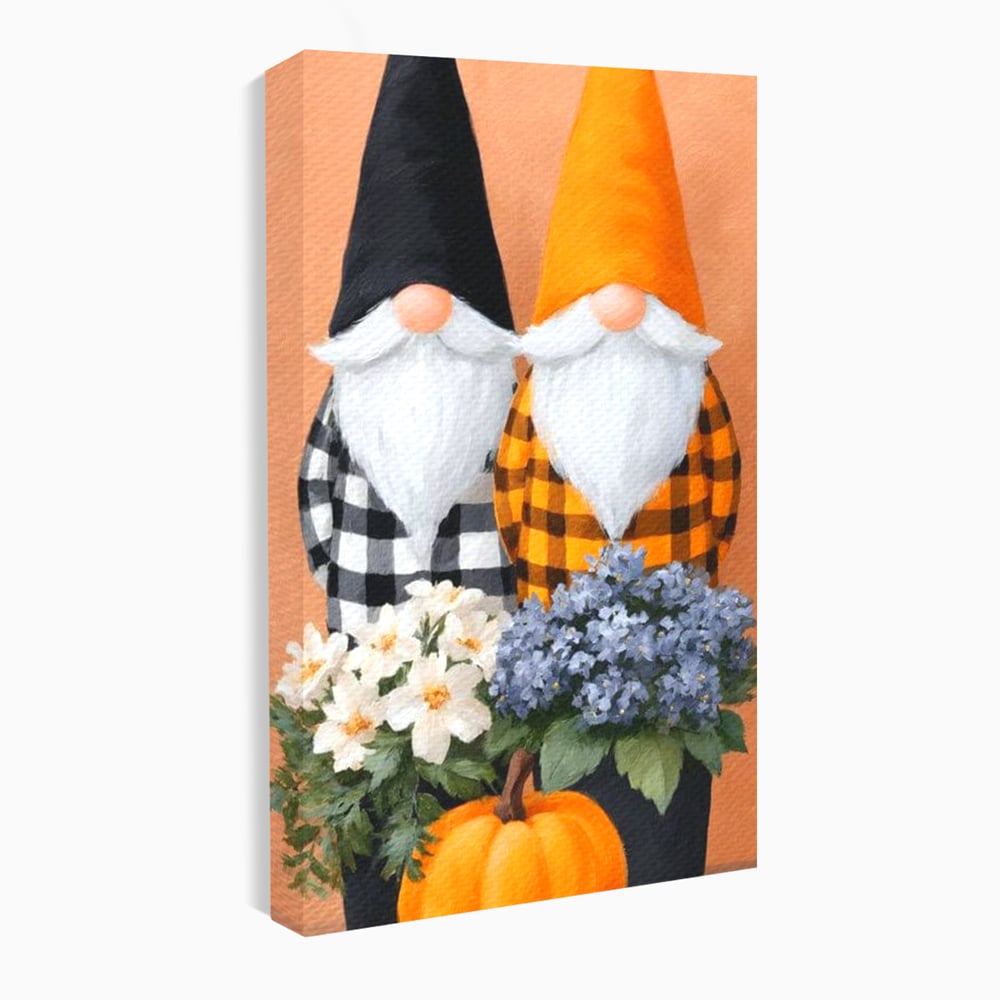 Tablou Canvas Premium, LuxCanva® N1182, Micii Gardieni ai Toamnei, Dovleac, Gnomi, Halloween, Pitici, Recolta, Sarbatoare, Sezon, Pub, Bar, Lounge, Restaurant, Bucatarie