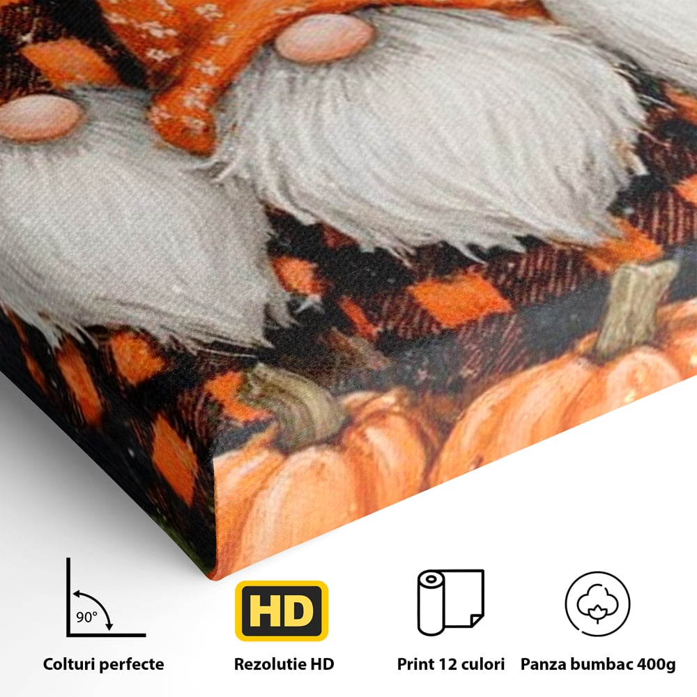 Leinwand Premium Canvas Wandkunst, LuxCanva® N1183, Halloween Geschichte, Kobolde, Urlaub, Magie, Gnome, Kürbis, Blumen, Obst, Pub, Bar, Lounge, Restaurant, Küche