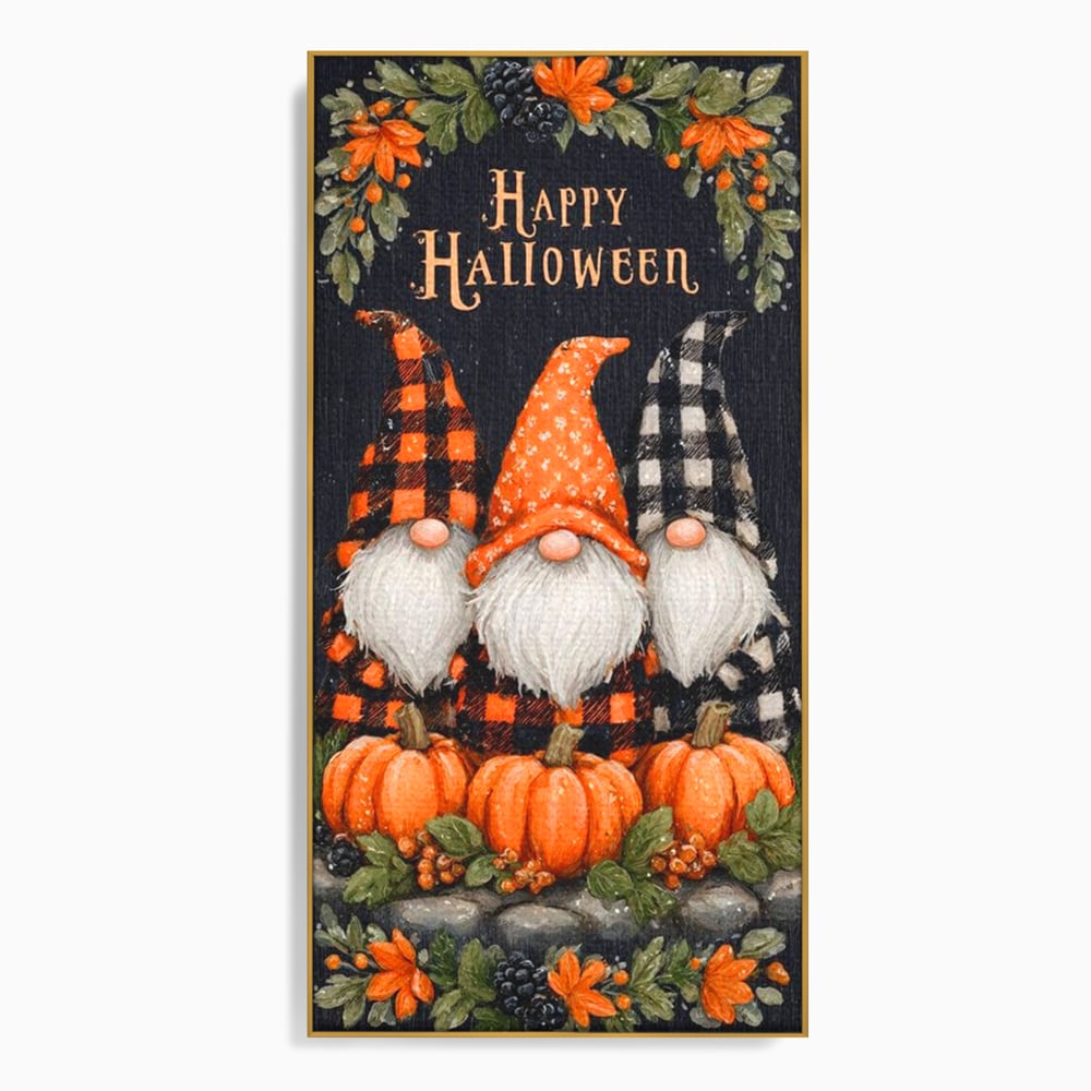 Leinwand Premium Canvas Wandkunst, LuxCanva® N1183, Halloween Geschichte, Kobolde, Urlaub, Magie, Gnome, Kürbis, Blumen, Obst, Pub, Bar, Lounge, Restaurant, Küche