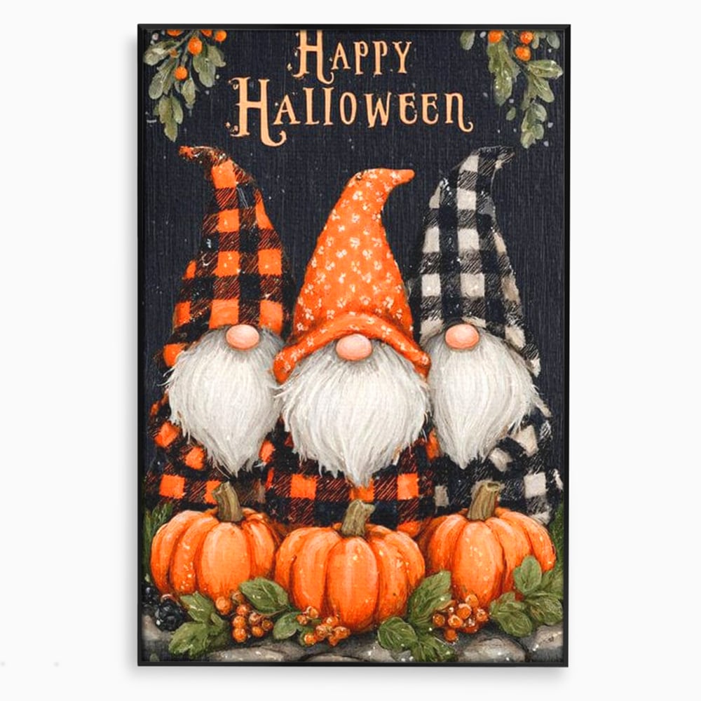 Leinwand Premium Canvas Wandkunst, LuxCanva® N1183, Halloween Geschichte, Kobolde, Urlaub, Magie, Gnome, Kürbis, Blumen, Obst, Pub, Bar, Lounge, Restaurant, Küche