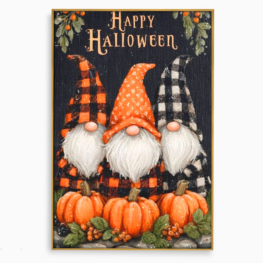 Leinwand Premium Canvas Wandkunst, LuxCanva® N1183, Halloween Geschichte, Kobolde, Urlaub, Magie, Gnome, Kürbis, Blumen, Obst, Pub, Bar, Lounge, Restaurant, Küche