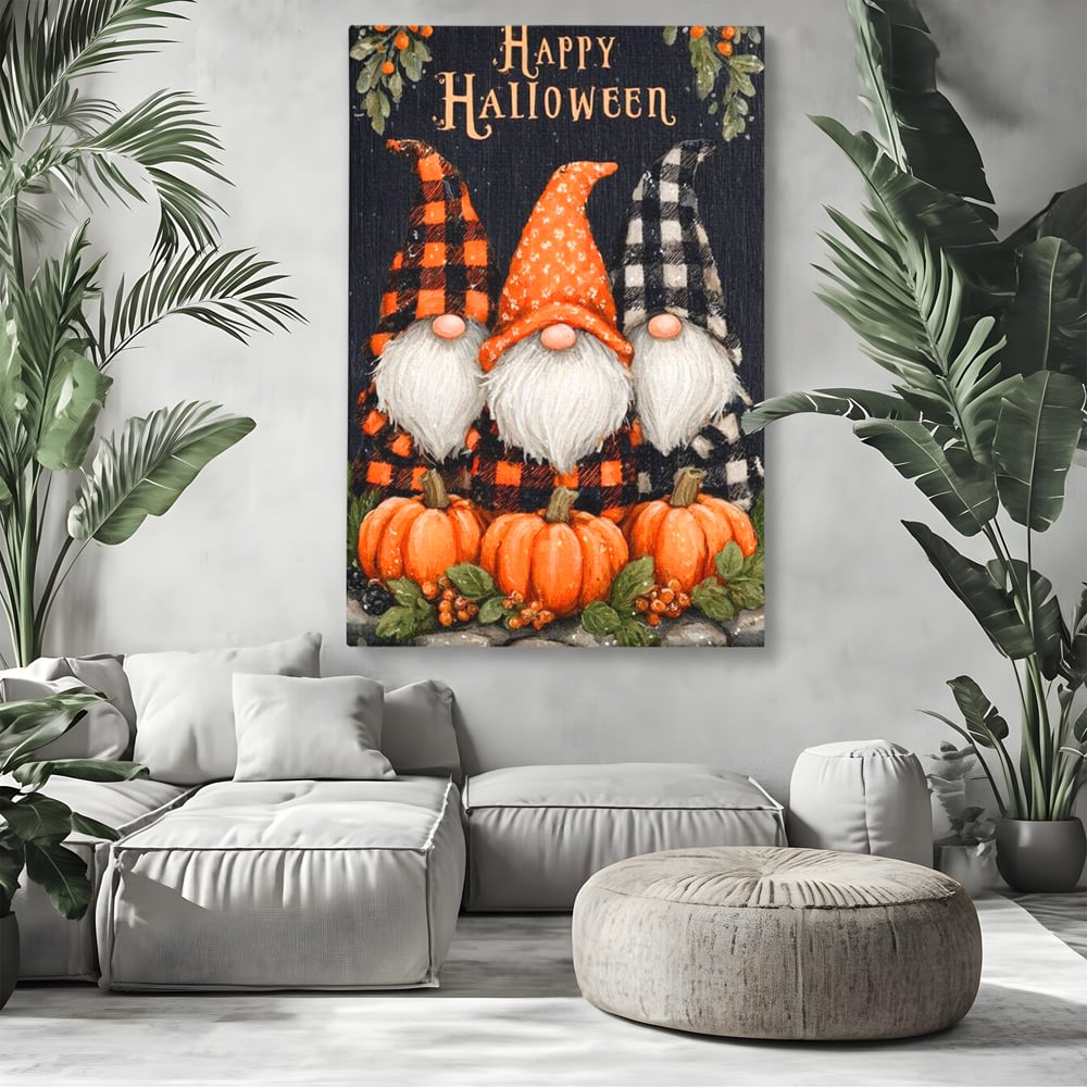Leinwand Premium Canvas Wandkunst, LuxCanva® N1183, Halloween Geschichte, Kobolde, Urlaub, Magie, Gnome, Kürbis, Blumen, Obst, Pub, Bar, Lounge, Restaurant, Küche