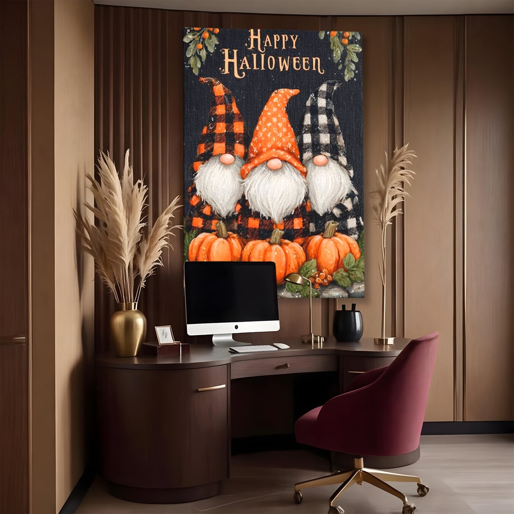 Leinwand Premium Canvas Wandkunst, LuxCanva® N1183, Halloween Geschichte, Kobolde, Urlaub, Magie, Gnome, Kürbis, Blumen, Obst, Pub, Bar, Lounge, Restaurant, Küche