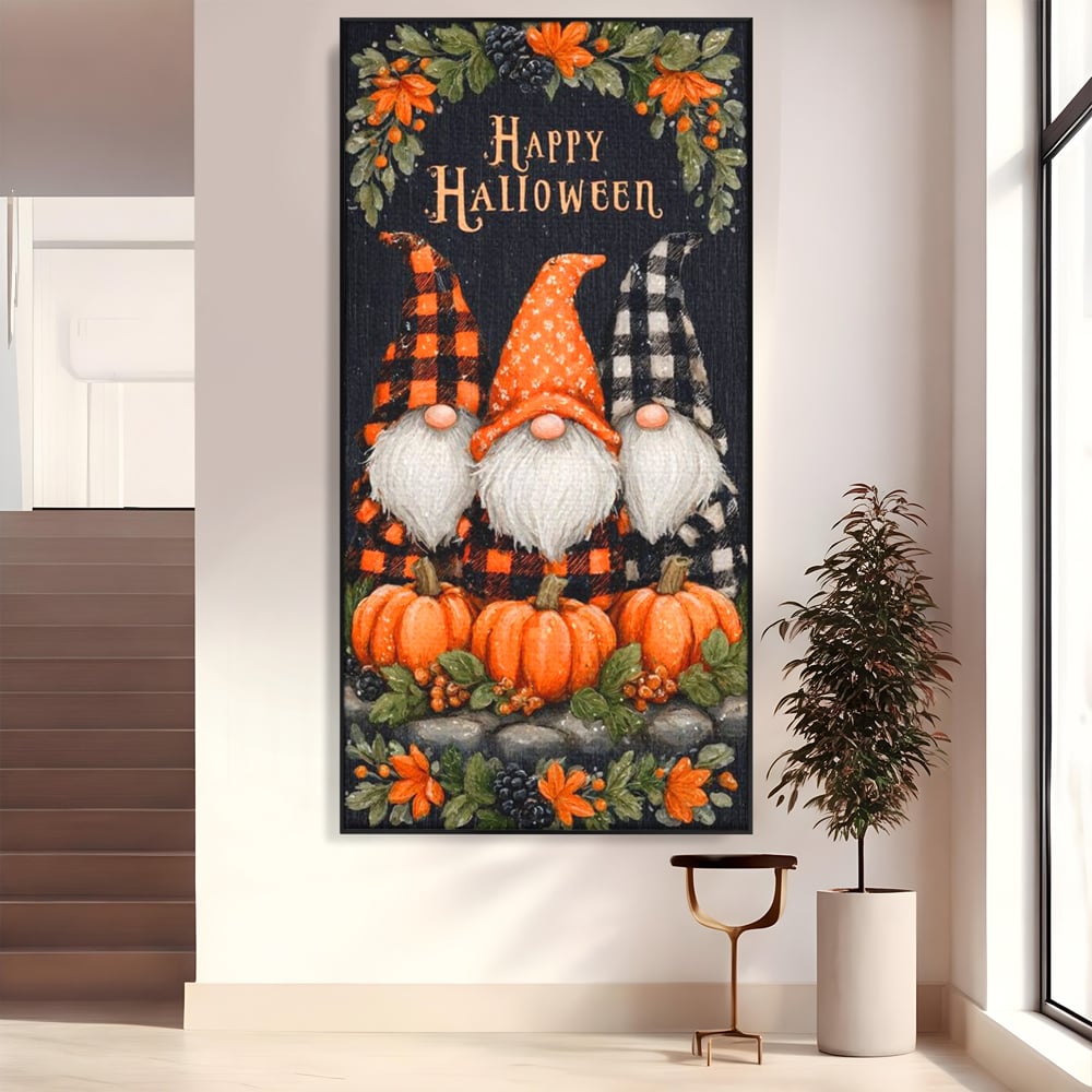 Leinwand Premium Canvas Wandkunst, LuxCanva® N1183, Halloween Geschichte, Kobolde, Urlaub, Magie, Gnome, Kürbis, Blumen, Obst, Pub, Bar, Lounge, Restaurant, Küche