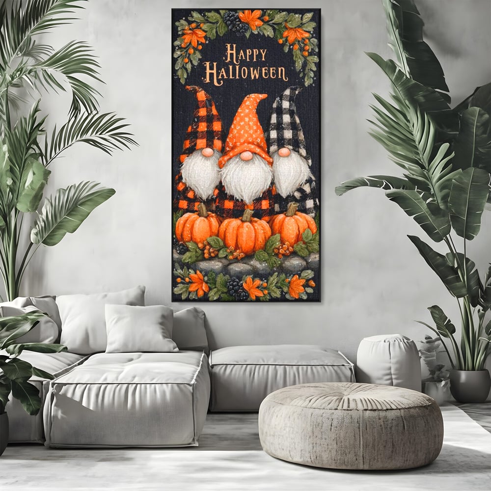 Leinwand Premium Canvas Wandkunst, LuxCanva® N1183, Halloween Geschichte, Kobolde, Urlaub, Magie, Gnome, Kürbis, Blumen, Obst, Pub, Bar, Lounge, Restaurant, Küche