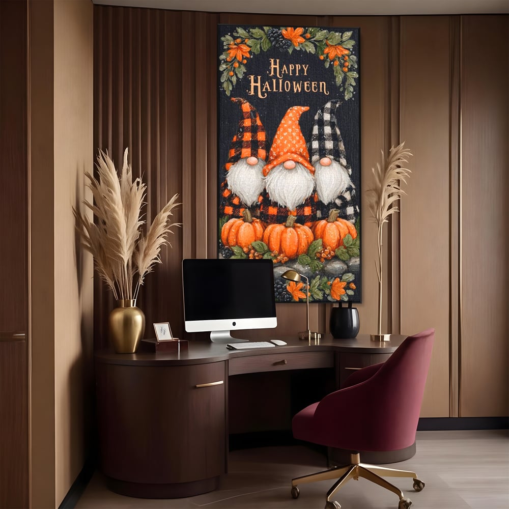 Leinwand Premium Canvas Wandkunst, LuxCanva® N1183, Halloween Geschichte, Kobolde, Urlaub, Magie, Gnome, Kürbis, Blumen, Obst, Pub, Bar, Lounge, Restaurant, Küche