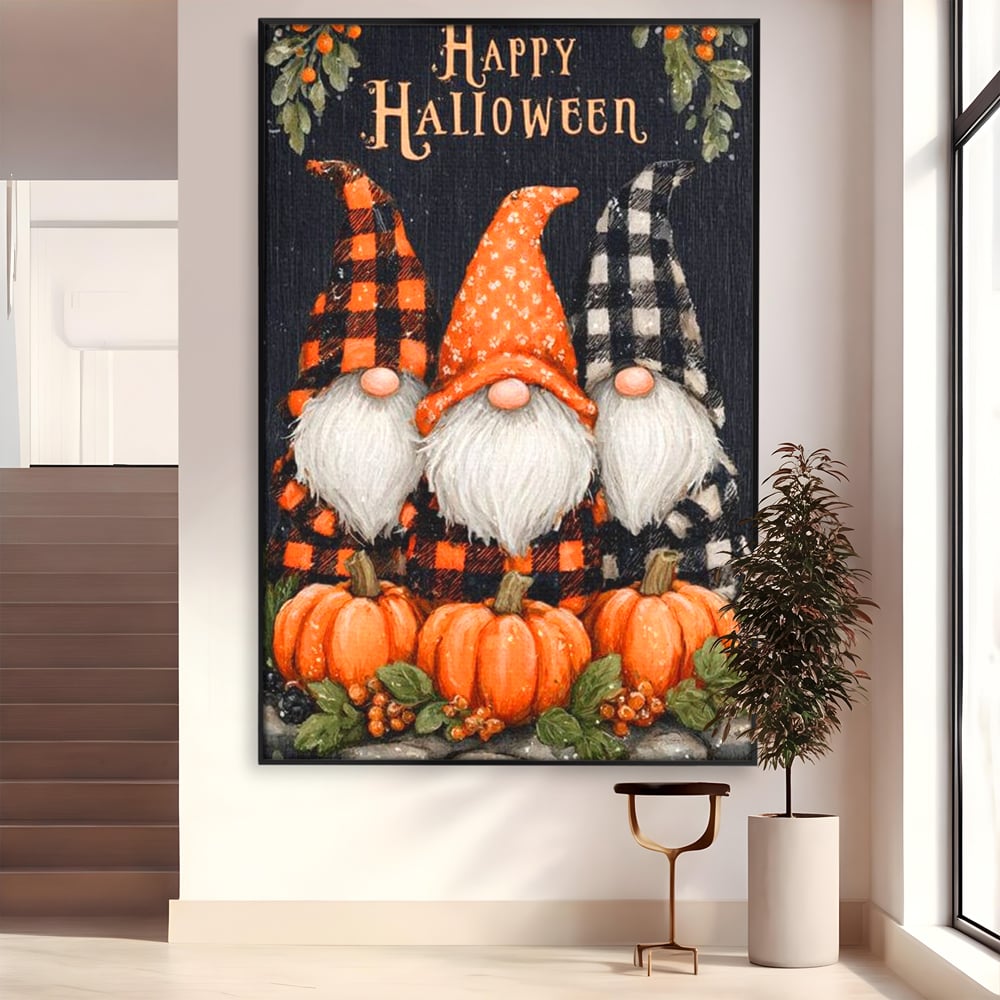 Leinwand Premium Canvas Wandkunst, LuxCanva® N1183, Halloween Geschichte, Kobolde, Urlaub, Magie, Gnome, Kürbis, Blumen, Obst, Pub, Bar, Lounge, Restaurant, Küche