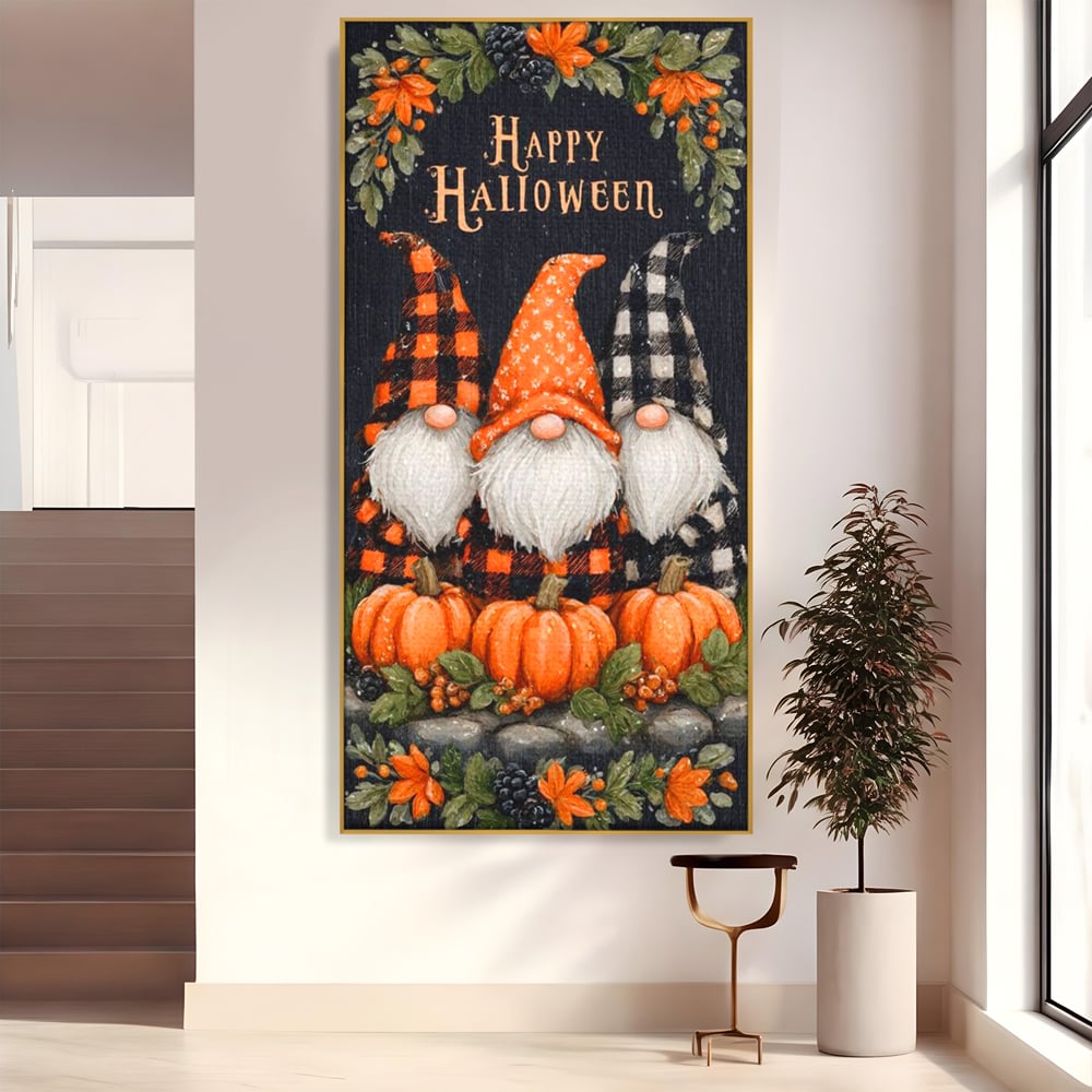 Leinwand Premium Canvas Wandkunst, LuxCanva® N1183, Halloween Geschichte, Kobolde, Urlaub, Magie, Gnome, Kürbis, Blumen, Obst, Pub, Bar, Lounge, Restaurant, Küche