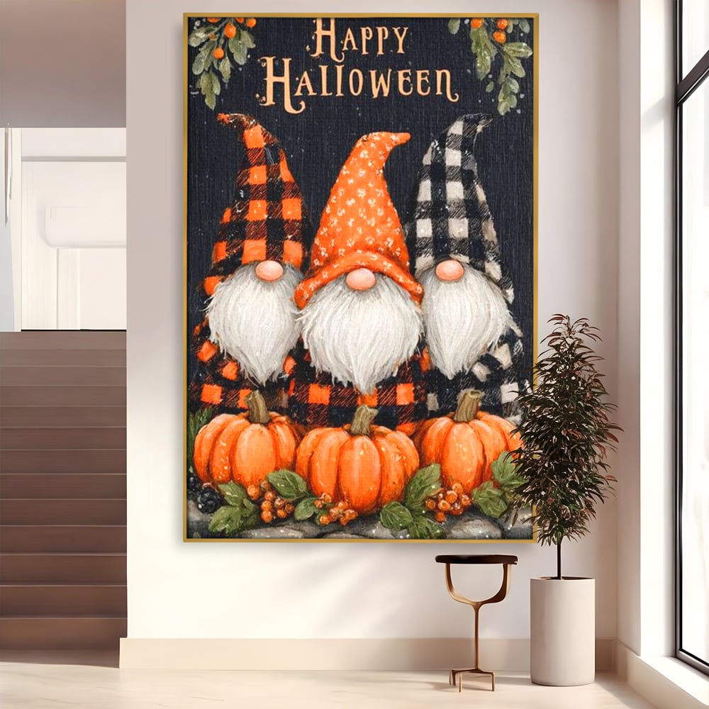 Leinwand Premium Canvas Wandkunst, LuxCanva® N1183, Halloween Geschichte, Kobolde, Urlaub, Magie, Gnome, Kürbis, Blumen, Obst, Pub, Bar, Lounge, Restaurant, Küche
