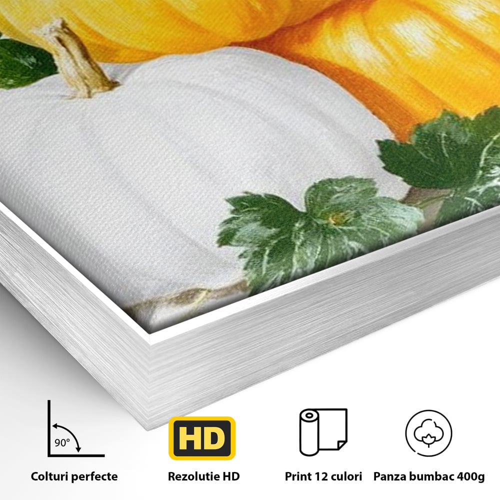 Leinwand Premium Canvas Wandkunst, LuxCanva® N1184, Herbst Ernte, Kürbisse, Blätter, Saison, Malerei, rustikal, natürlich, saisonal, Halloween, Restaurant, Küche