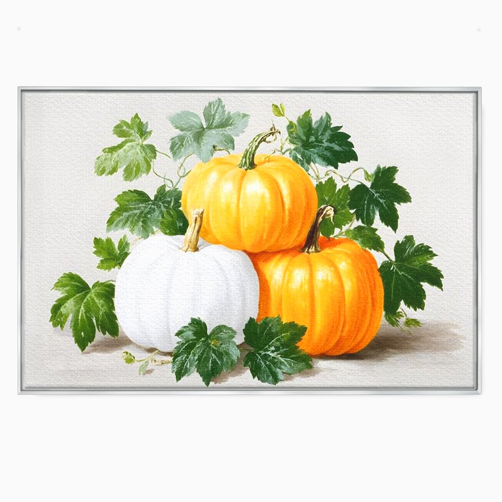 Leinwand Premium Canvas Wandkunst, LuxCanva® N1184, Herbst Ernte, Kürbisse, Blätter, Saison, Malerei, rustikal, natürlich, saisonal, Halloween, Restaurant, Küche