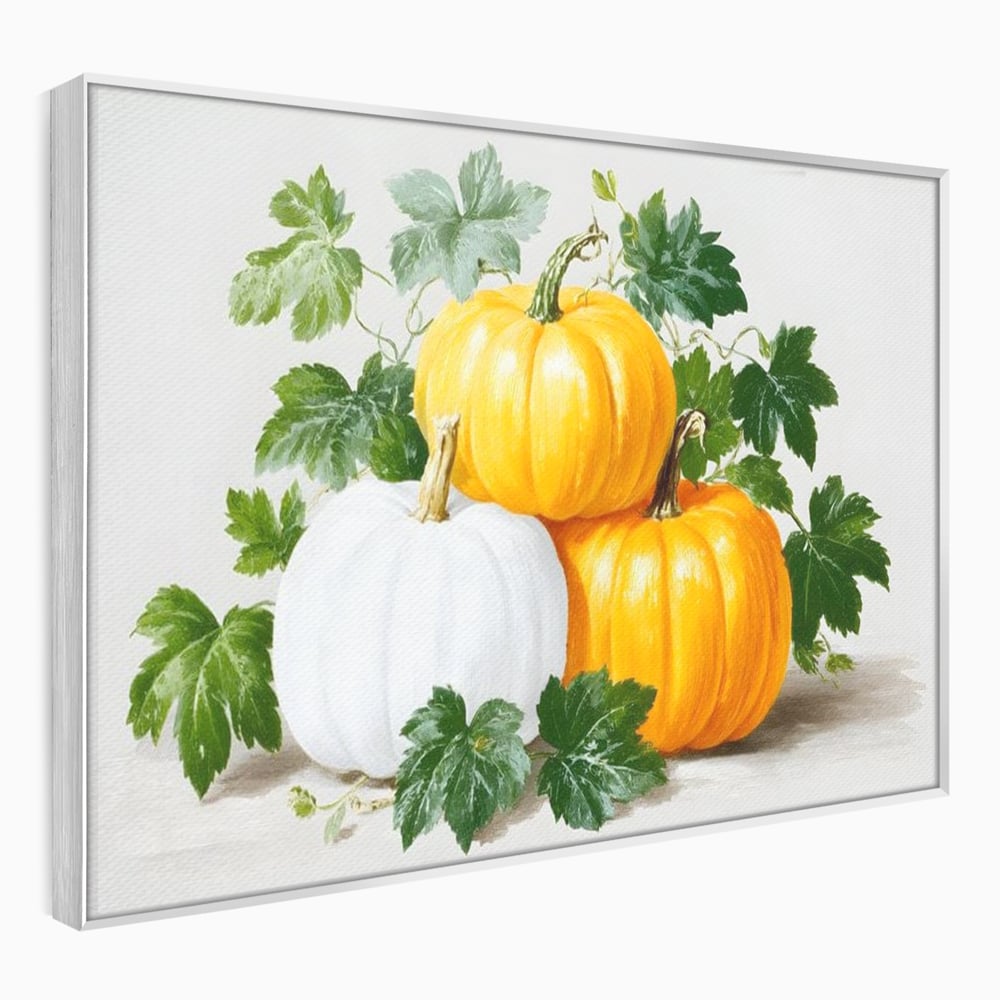 Leinwand Premium Canvas Wandkunst, LuxCanva® N1184, Herbst Ernte, Kürbisse, Blätter, Saison, Malerei, rustikal, natürlich, saisonal, Halloween, Restaurant, Küche