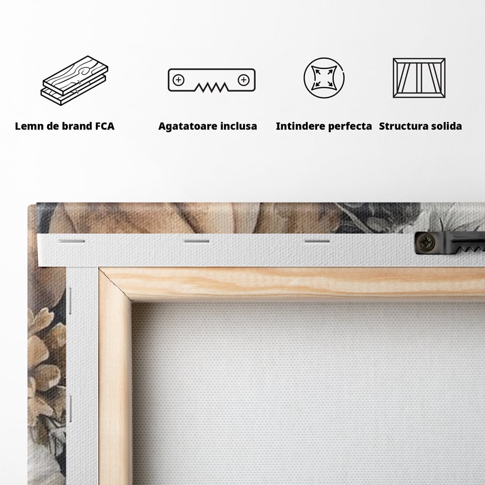Tablou Canvas Premium, LuxCanva® N1186, Magia Toamnei, Recolta, Flori, Rustic, Dovleci, Aranjament, Sarbatoare, Halloween, Pub, Bar, Lounge, Restaurant, Bucatarie